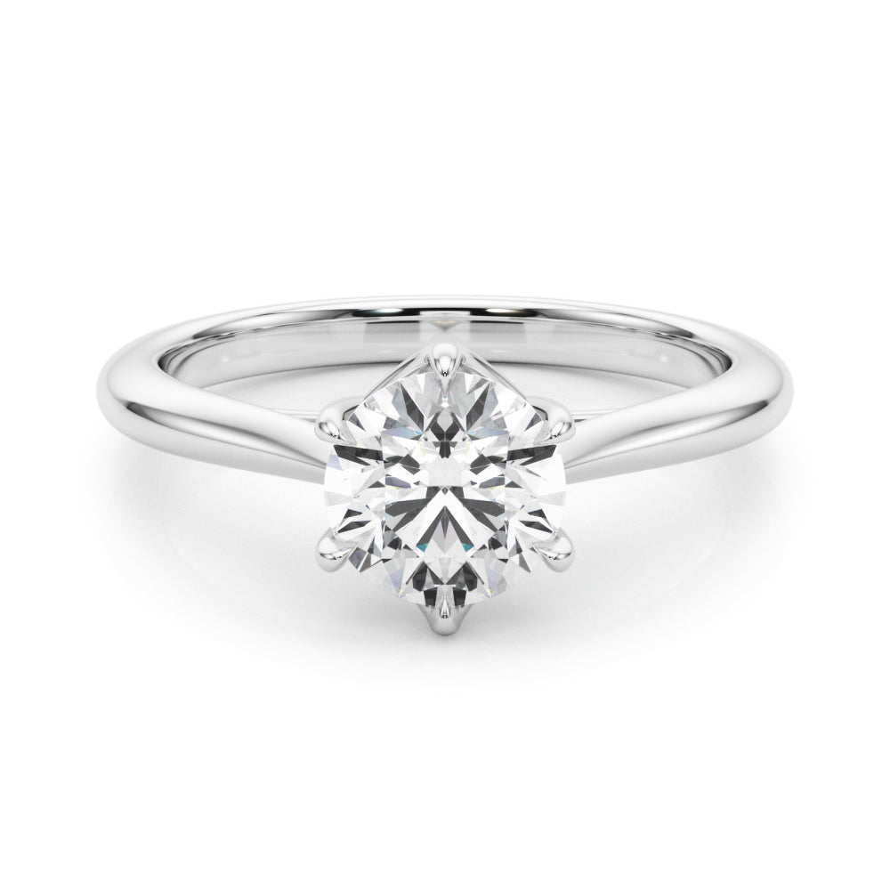 Elegant 14kt White Gold Solitaire Round Engagement Ring Setting (1 ct TW Center Stone Compatible)