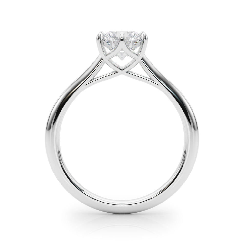 Elegant 14kt White Gold Solitaire Round Engagement Ring Setting (1 ct TW Center Stone Compatible)