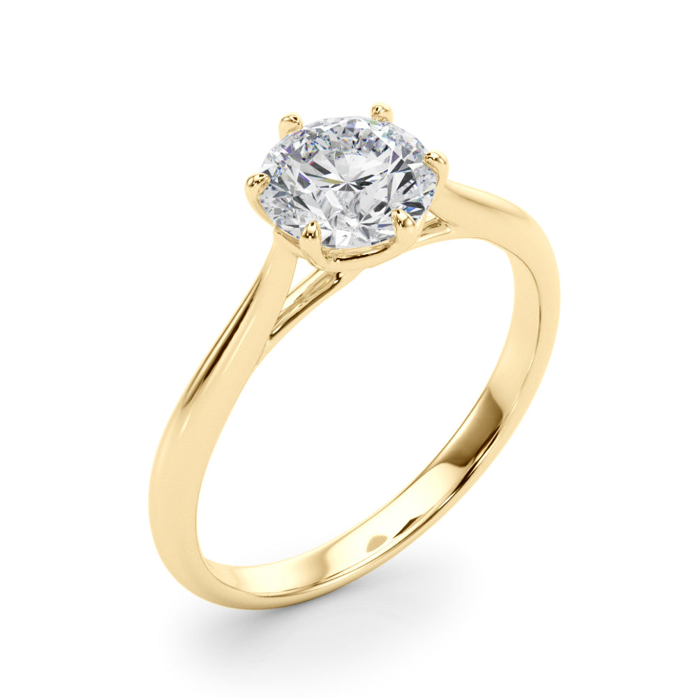 Exquisite 14kt White Gold Solitaire Round Engagement Ring Setting (3/4 ct Center Stone)