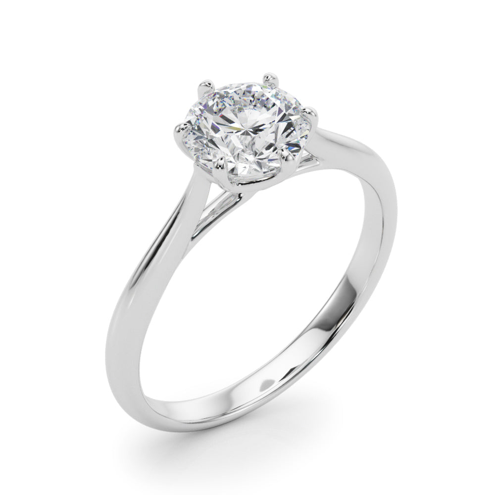 Exquisite 14kt White Gold Solitaire Round Engagement Ring Setting (3/4 ct Center Stone)