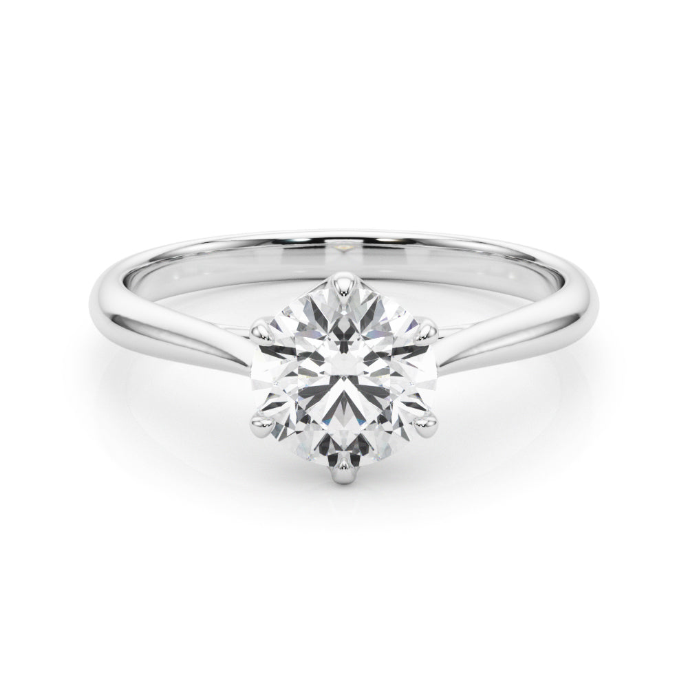 Exquisite 14kt White Gold Solitaire Round Engagement Ring Setting (3/4 ct Center Stone)
