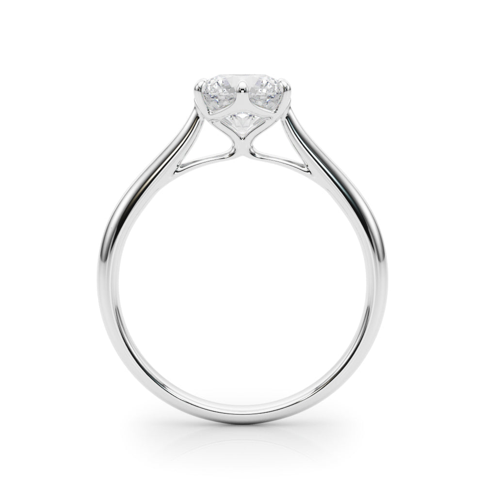 Exquisite 14kt White Gold Solitaire Round Engagement Ring Setting (3/4 ct Center Stone)