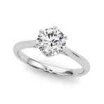 Exquisite 14kt White Gold Solitaire Round Engagement Ring Setting (3/4 ct Center Stone)