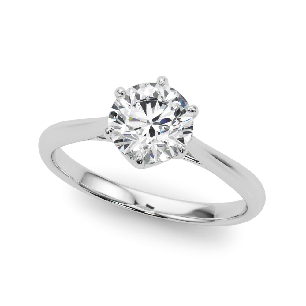 Exquisite 14kt White Gold Solitaire Round Engagement Ring Setting (3/4 ct Center Stone)