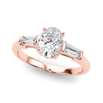 Exquisite 3-Stone Oval Engagement Ring with Taper Baguette Accents