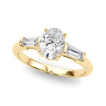 Exquisite 3-Stone Oval Engagement Ring with Taper Baguette Accents