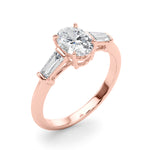 Exquisite 3-Stone Oval Engagement Ring with Taper Baguette Accents