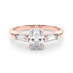 Exquisite 3-Stone Oval Engagement Ring with Taper Baguette Accents