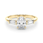 Exquisite 3-Stone Oval Engagement Ring with Taper Baguette Accents