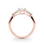Exquisite 3-Stone Oval Engagement Ring with Taper Baguette Accents