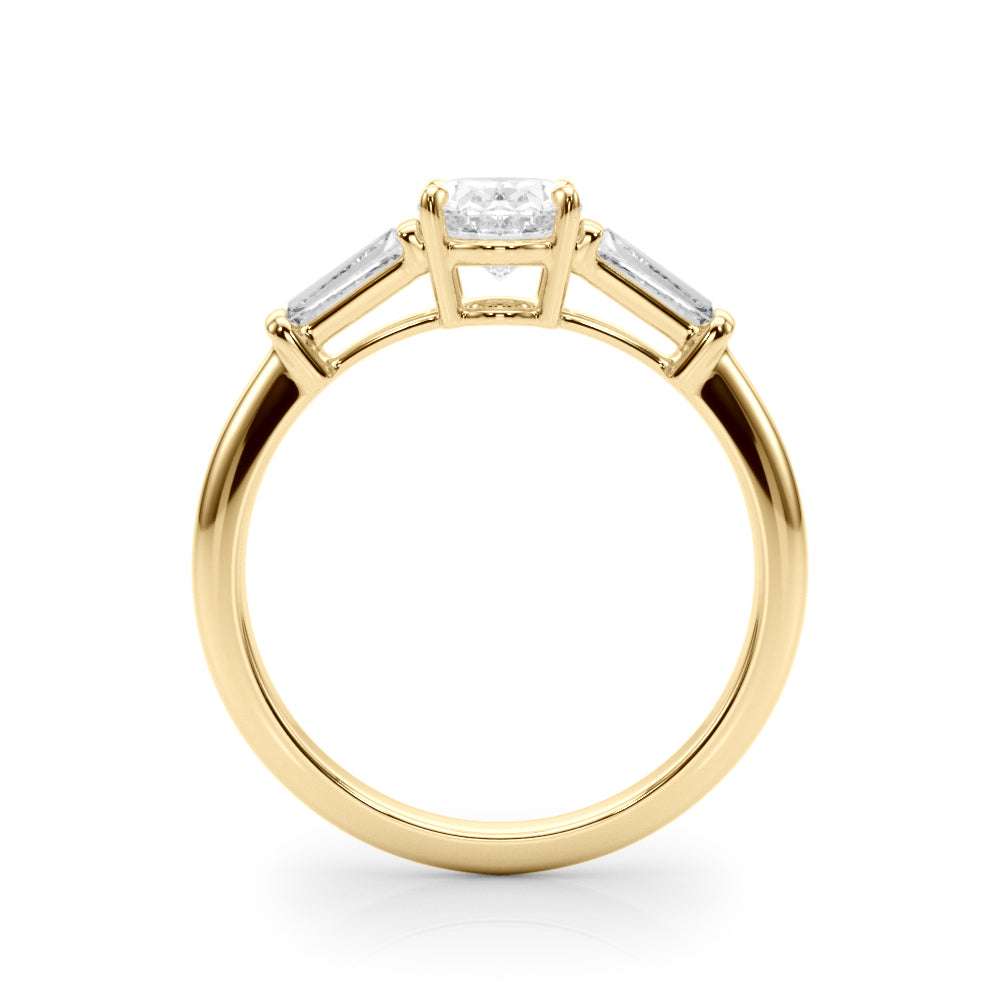 Exquisite 3-Stone Oval Engagement Ring with Taper Baguette Accents