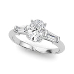 Exquisite 3-Stone Oval Engagement Ring with Taper Baguette Accents