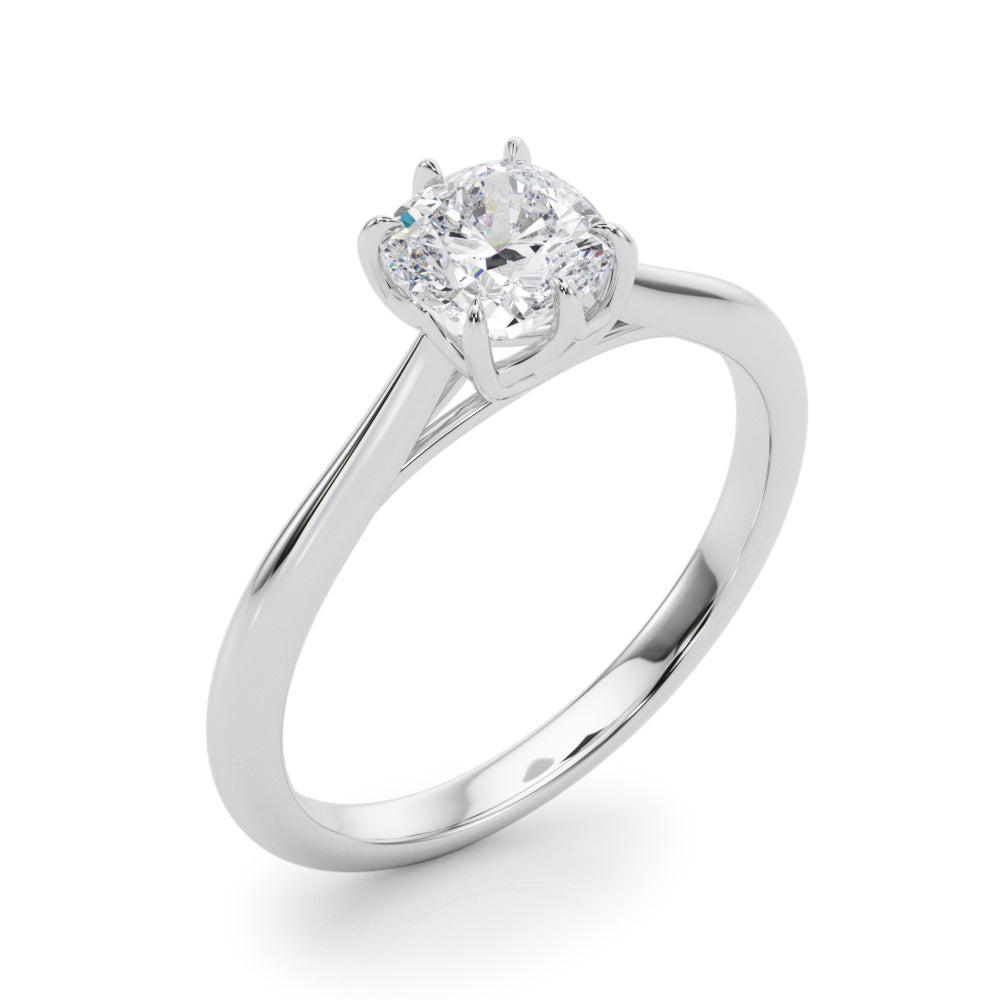 Exquisite 14k White Gold Solitaire Cushion Cut Engagement Ring Setting - 3.8mm Wide