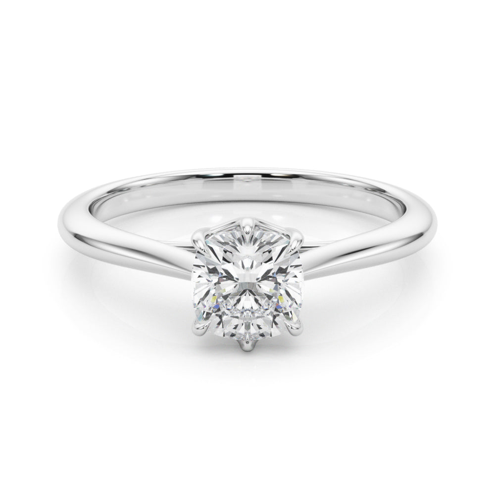 Exquisite 14k White Gold Solitaire Cushion Cut Engagement Ring Setting - 3.8mm Wide