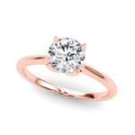 Elegant 14kt White Gold Solitaire Round Engagement Ring Setting - Customizable Center Stone