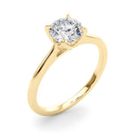 Elegant 14kt White Gold Solitaire Round Engagement Ring Setting - Customizable Center Stone