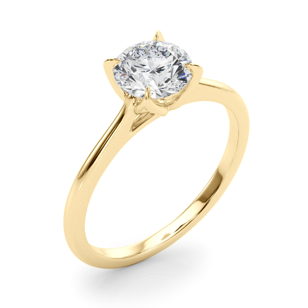 Elegant 14kt White Gold Solitaire Round Engagement Ring Setting - Customizable Center Stone
