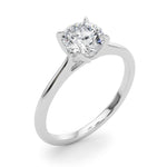Elegant 14kt White Gold Solitaire Round Engagement Ring Setting - Customizable Center Stone