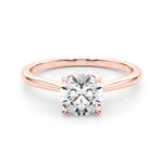 Elegant 14kt White Gold Solitaire Round Engagement Ring Setting - Customizable Center Stone