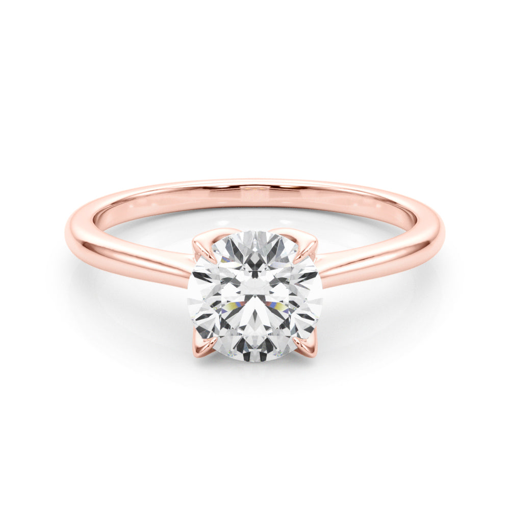 Elegant 14kt White Gold Solitaire Round Engagement Ring Setting - Customizable Center Stone