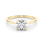Elegant 14kt White Gold Solitaire Round Engagement Ring Setting - Customizable Center Stone