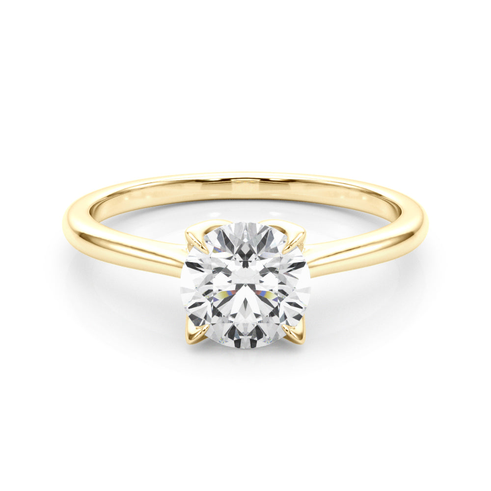 Elegant 14kt White Gold Solitaire Round Engagement Ring Setting - Customizable Center Stone