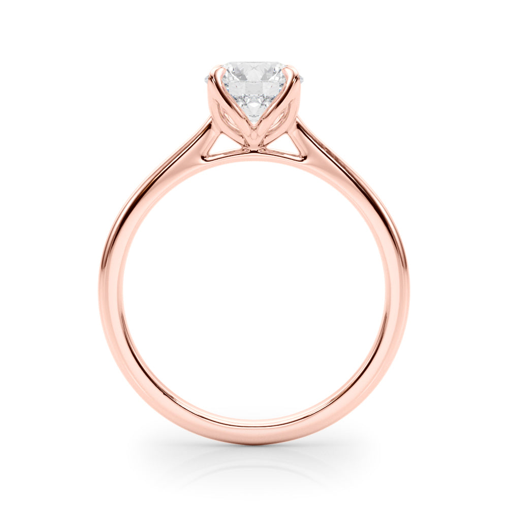 Elegant 14kt White Gold Solitaire Round Engagement Ring Setting - Customizable Center Stone