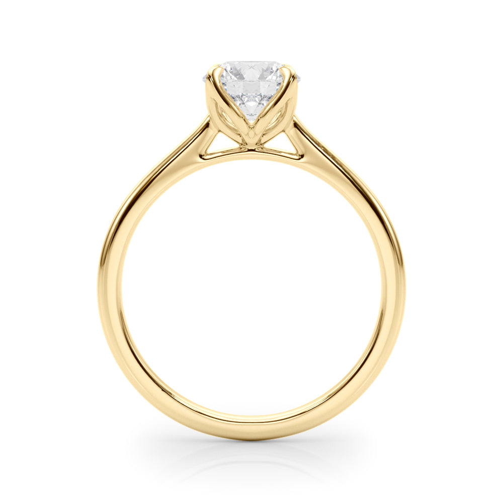 Elegant 14kt White Gold Solitaire Round Engagement Ring Setting - Customizable Center Stone