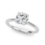Elegant 14kt White Gold Solitaire Round Engagement Ring Setting - Customizable Center Stone