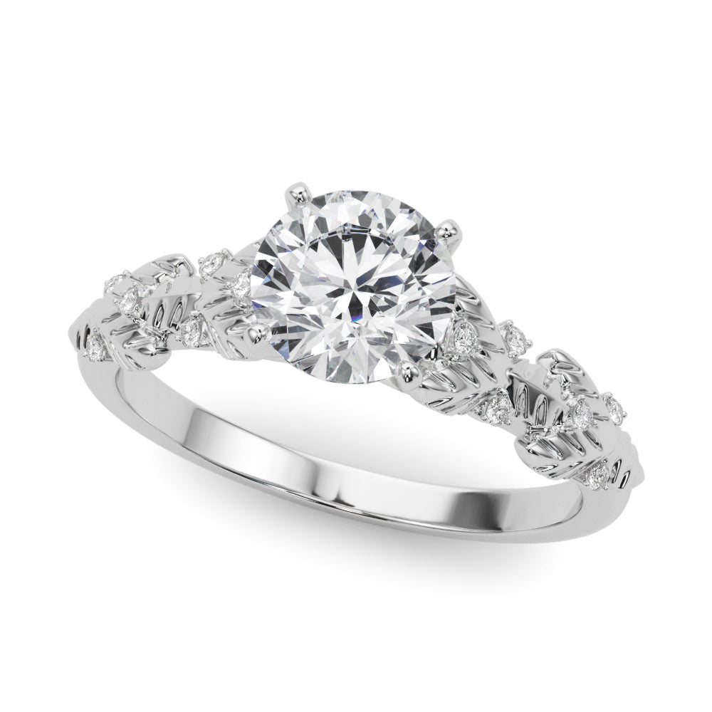 Exquisite 14kt White Gold Engagement Ring with Peg Head Setting - Style 