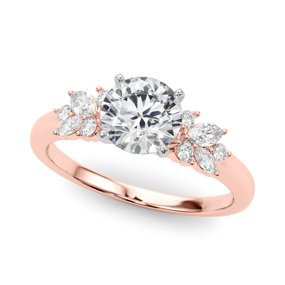 Exquisite 14kt White Gold Engagement Ring with Peg Head Setting - Semi-Mount with 1/3 ct tw SI1-SI2, G-H Diamonds