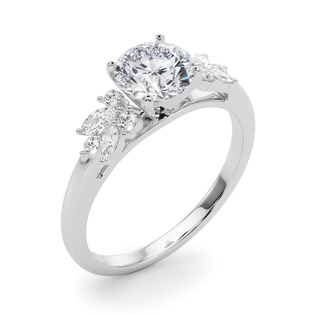 Exquisite 14kt White Gold Engagement Ring with Peg Head Setting - Semi-Mount with 1/3 ct tw SI1-SI2, G-H Diamonds