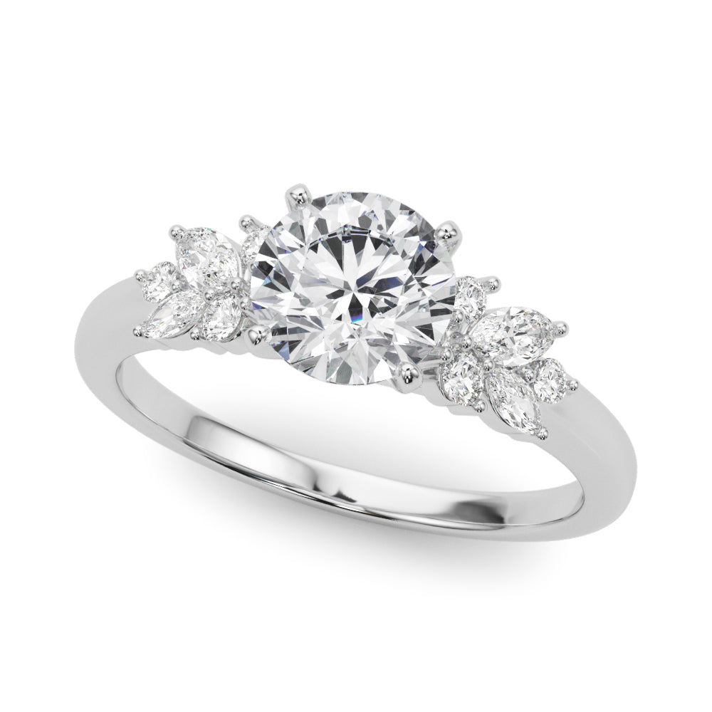 Exquisite 14kt White Gold Engagement Ring with Peg Head Setting - Semi-Mount with 1/3 ct tw SI1-SI2, G-H Diamonds
