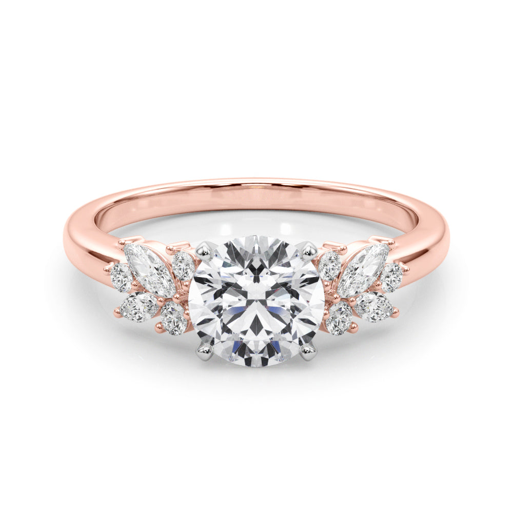 Exquisite 14kt White Gold Engagement Ring with Peg Head Setting - Semi-Mount with 1/3 ct tw SI1-SI2, G-H Diamonds