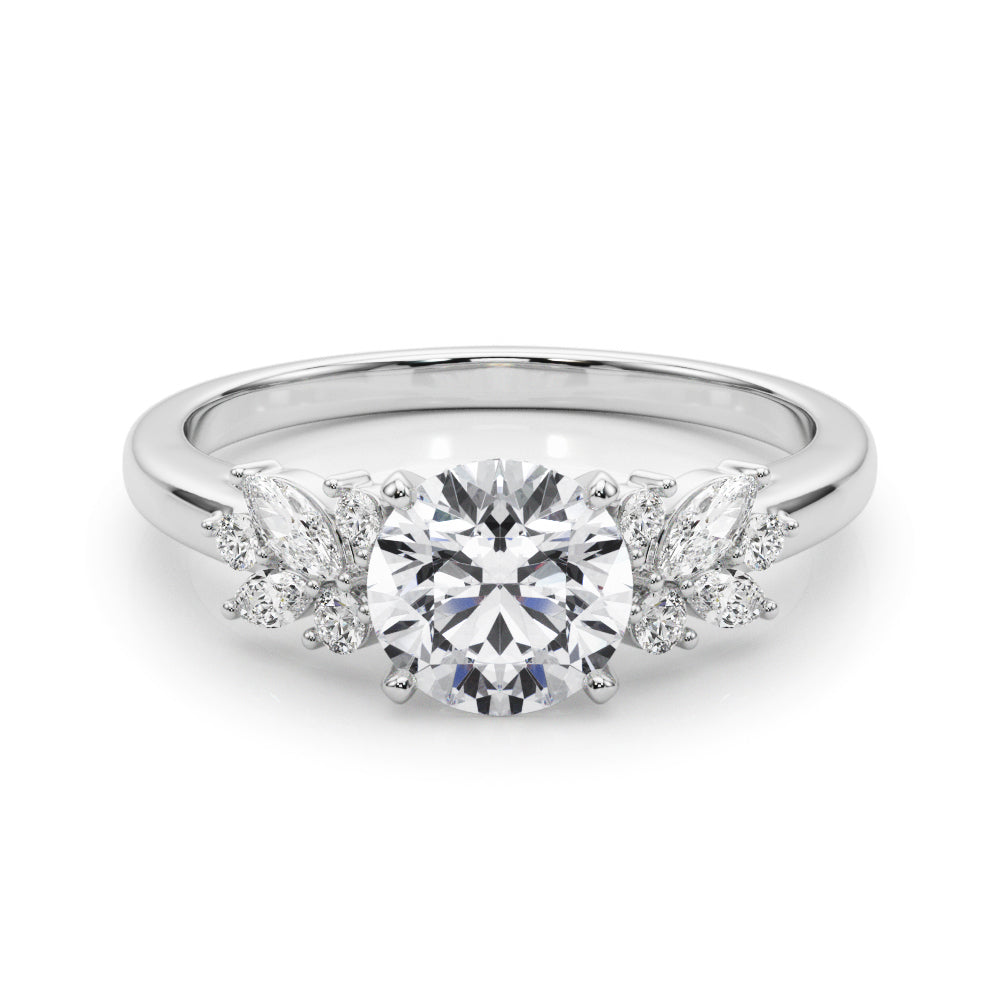 Exquisite 14kt White Gold Engagement Ring with Peg Head Setting - Semi-Mount with 1/3 ct tw SI1-SI2, G-H Diamonds