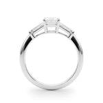 Elegant 3-Stone Emerald Ring with Tapered Baguette Sides