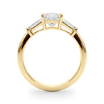 Elegant 3 Stone Ring: Featuring a Stunning Square Center Stone with Tapered Baguette Sides