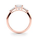Elegant 3 Stone Ring: Featuring a Stunning Square Center Stone with Tapered Baguette Sides