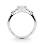 Elegant 3 Stone Ring: Featuring a Stunning Square Center Stone with Tapered Baguette Sides
