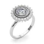 Exquisite 3/4 CT Round Center Engagement Ring in 14kt White Gold