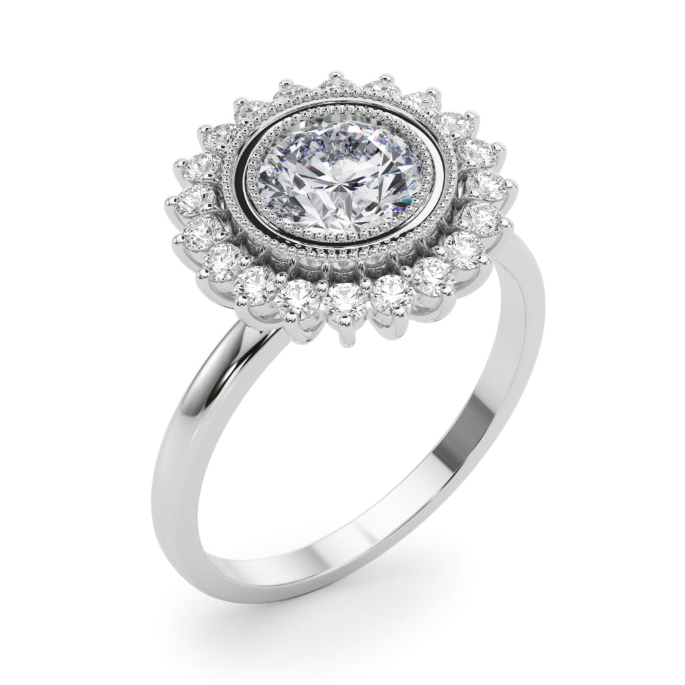 Exquisite 3/4 CT Round Center Engagement Ring in 14kt White Gold