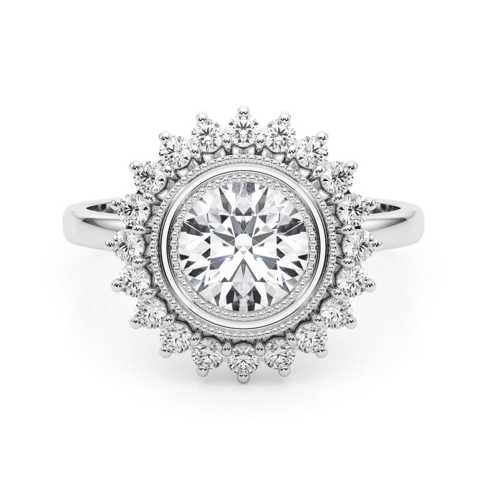 Exquisite 3/4 CT Round Center Engagement Ring in 14kt White Gold