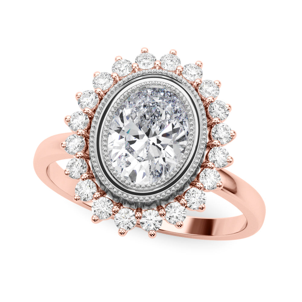 Exquisite 14kt White Gold Oval Engagement Ring Setting - 3/8 ct tw SI1-H Diamonds