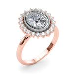 Exquisite 14kt White Gold Oval Engagement Ring Setting - 3/8 ct tw SI1-H Diamonds