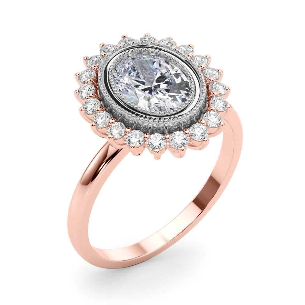 Exquisite 14kt White Gold Oval Engagement Ring Setting - 3/8 ct tw SI1-H Diamonds