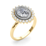 Exquisite 14kt White Gold Oval Engagement Ring Setting - 3/8 ct tw SI1-H Diamonds