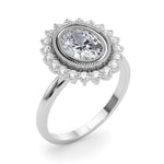 Exquisite 14kt White Gold Oval Engagement Ring Setting - 3/8 ct tw SI1-H Diamonds