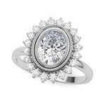 Exquisite 14kt White Gold Oval Engagement Ring Setting - 3/8 ct tw SI1-H Diamonds