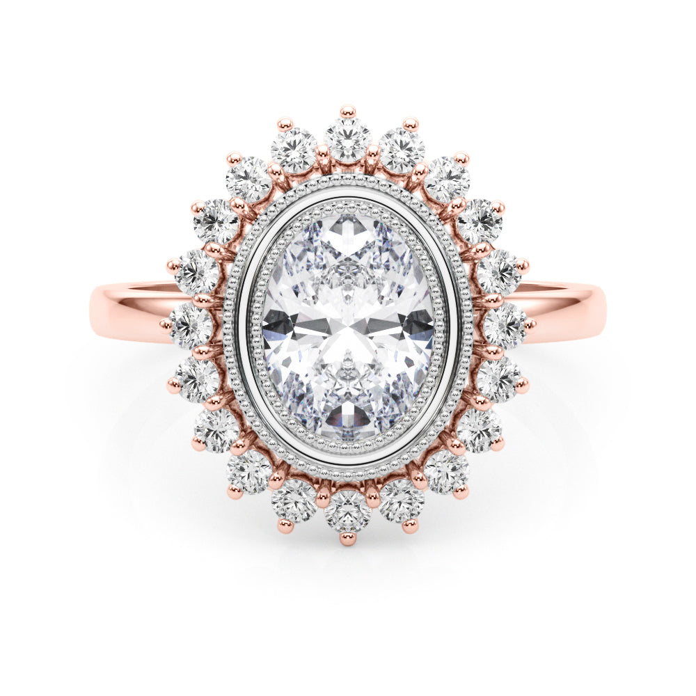 Exquisite 14kt White Gold Oval Engagement Ring Setting - 3/8 ct tw SI1-H Diamonds