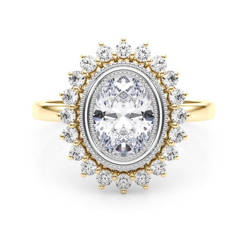 Exquisite 14kt White Gold Oval Engagement Ring Setting - 3/8 ct tw SI1-H Diamonds